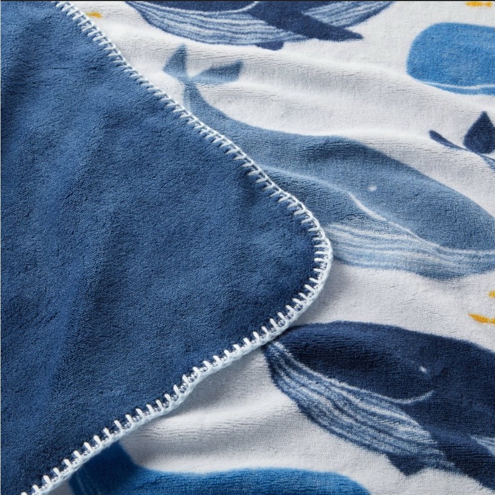 Cloud Island Blue and White Whale Baby Blanket - Picture 2 of 3